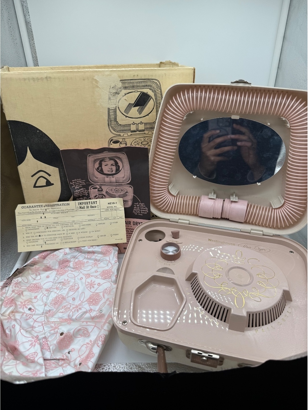 Vtg 1960s Westinghouse Portable Hair & Nail Dryer HZ10-Suitcase VanityCase-works